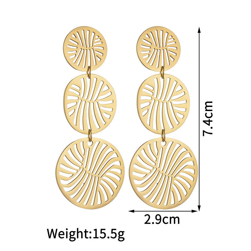 Niche Stainless Steel Irregular Hollow-out Stud Earrings For Women