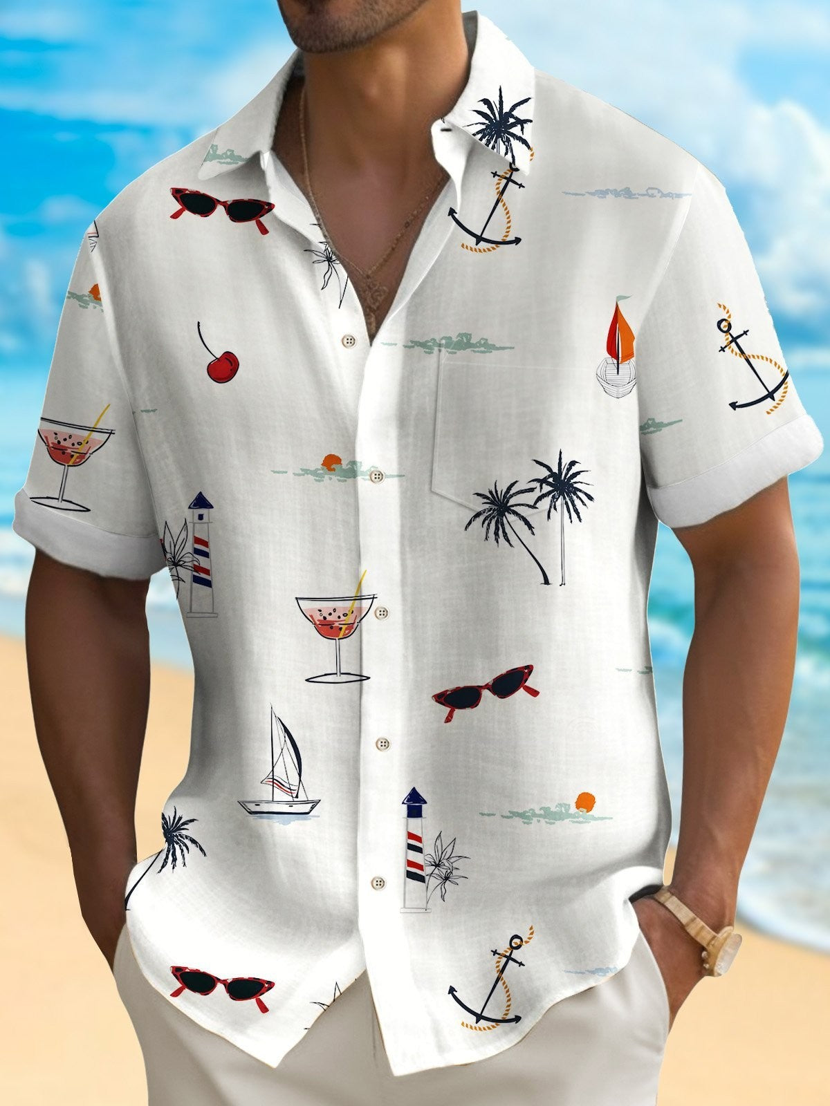 Men's Fashion Hawaiian Digital Printing Shirt