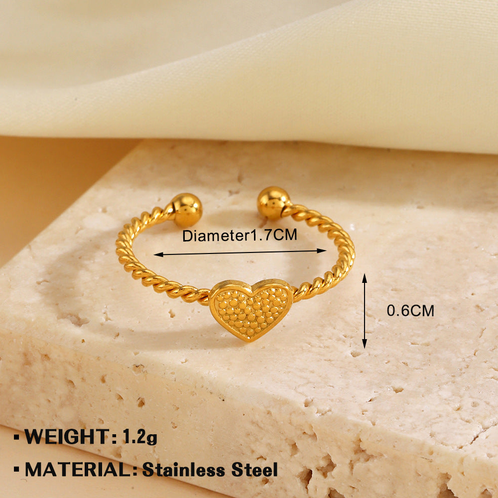 Gold-plated Sun Heart-shaped Open Ring Niche