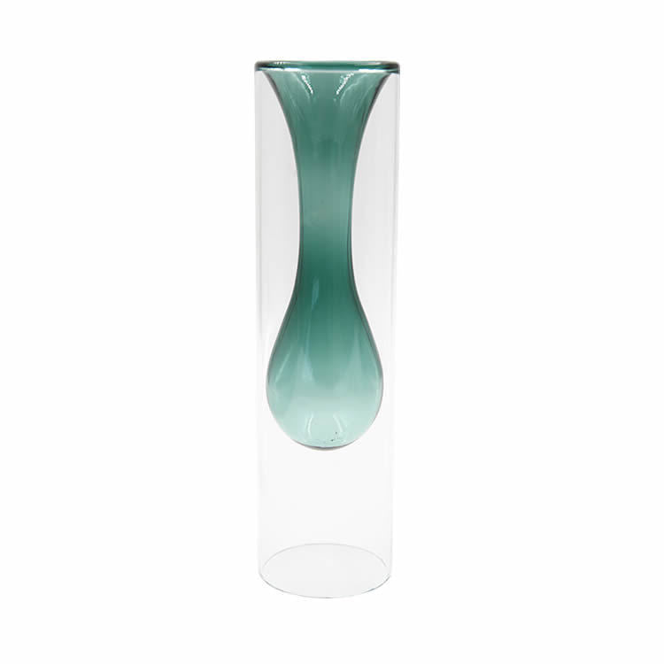 Double glass transparent vase