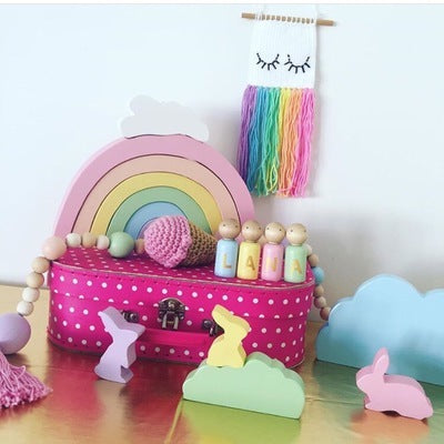 Wooden rainbow building block set