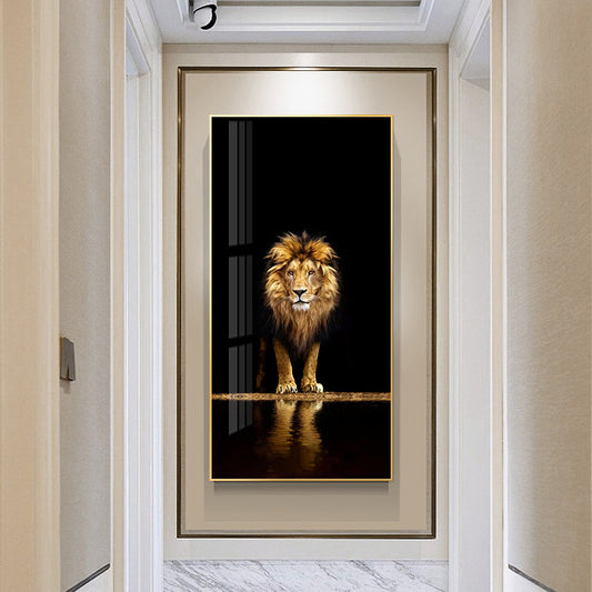 Home Decoration Animal Golden Black Lion Canvas Painting