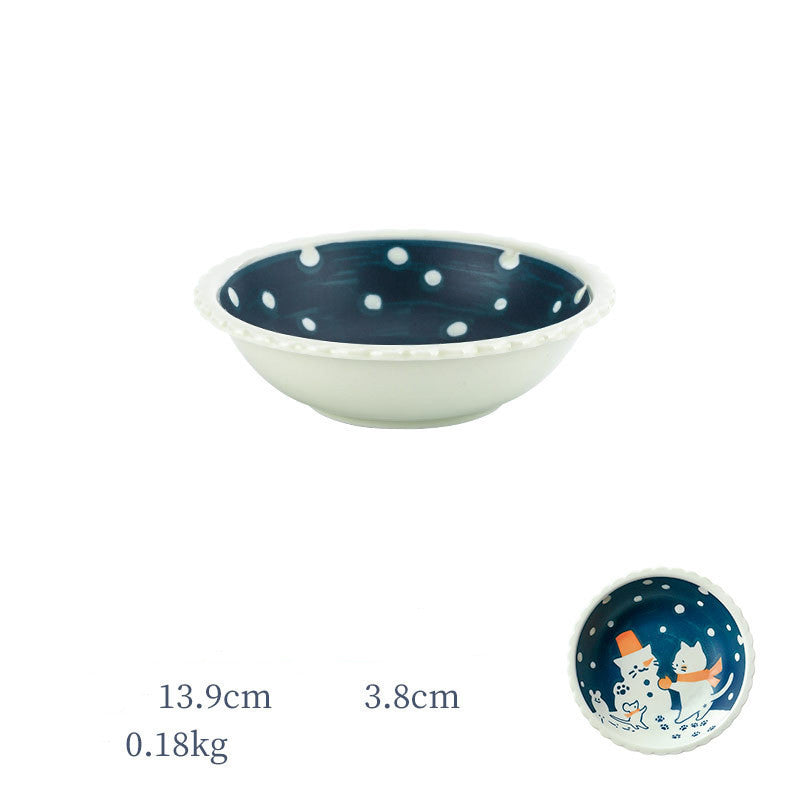 Fashion Tao Quju Cartoon Cute Dinner Plate Dish Cat Pattern