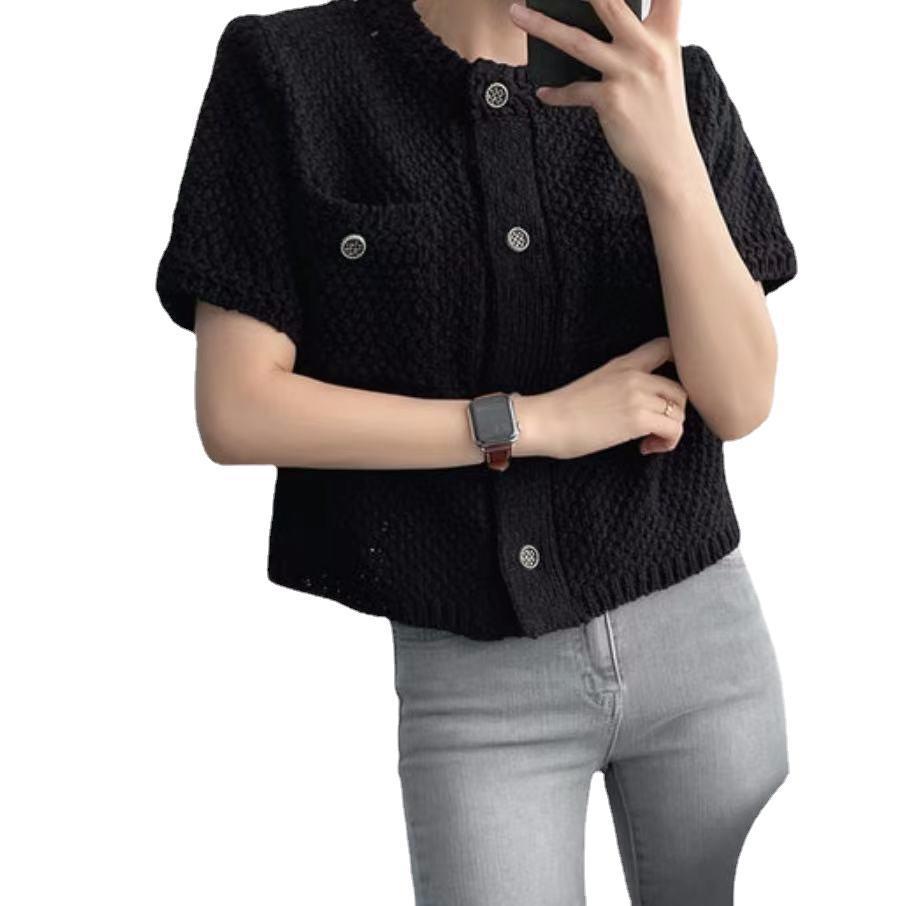 Women's Thin Knitted Cardigan Short Sleeve Coat