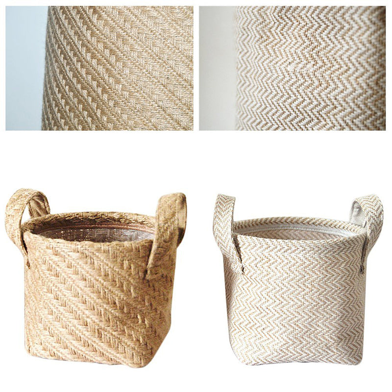 Woven Jute Cloth Toy Storage Laundry Basket