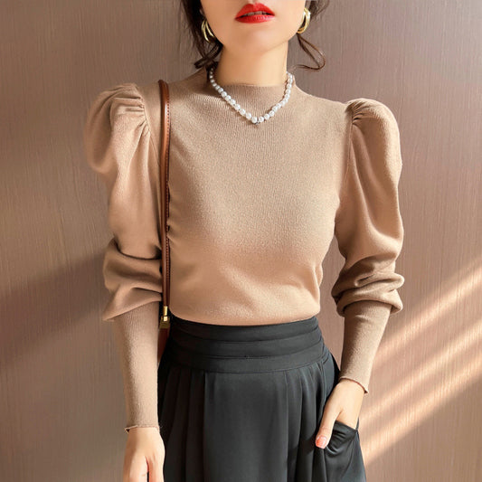 Inner Wear Loose Slimming Belly-covering Top Lantern Sleeve Bottoming Sweater