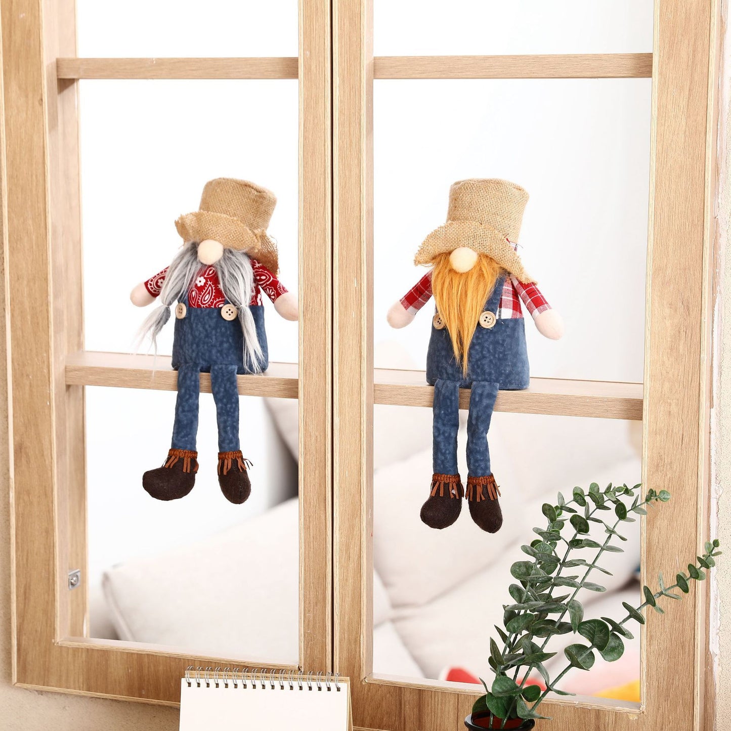 Christmas Denim Suspenders Faceless Doll