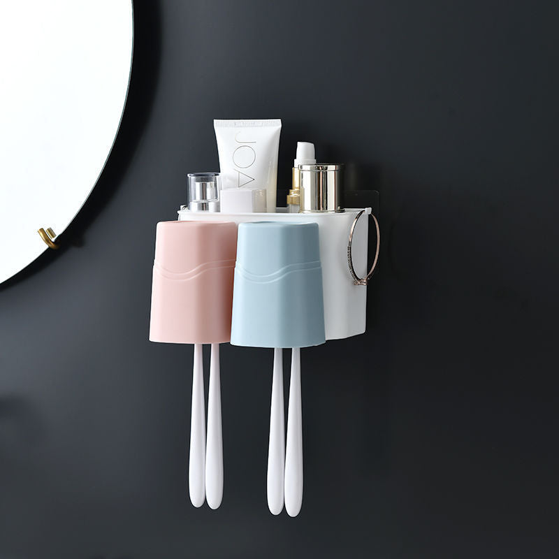 Punch Free Toothbrush Holder Set Toothpaste Squeezer