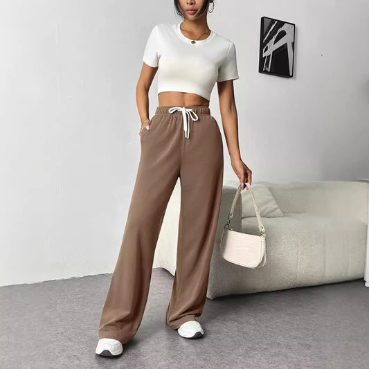 Women's Wide Leg Track Pants High Waist Loose