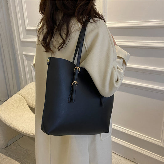 Commuter Bag Work One-shoulder Bucket Bag Autumn And Winter Vintage Tote Bag