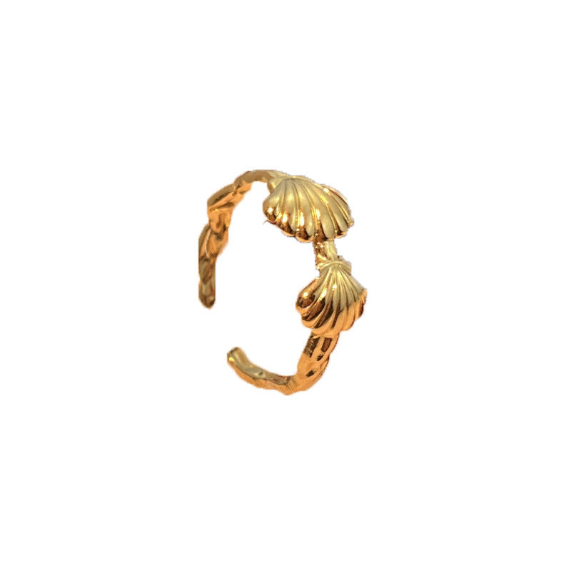 Gold-plated Fashion Shell Stainless Steel Ring