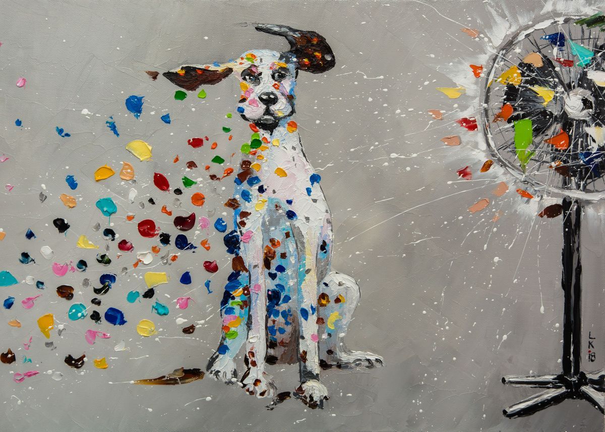 Colorful Doodle Dog Canvas Painting Home Decor