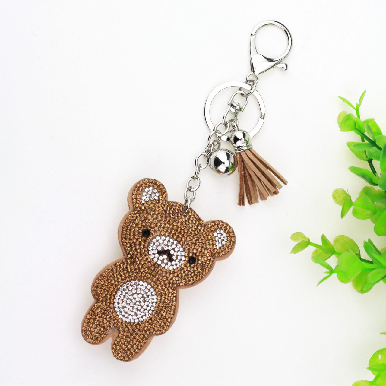 Bear Small Ornaments New Cute With Diamonds Keychain Pendant Korean Style Tassel Bag Pendant