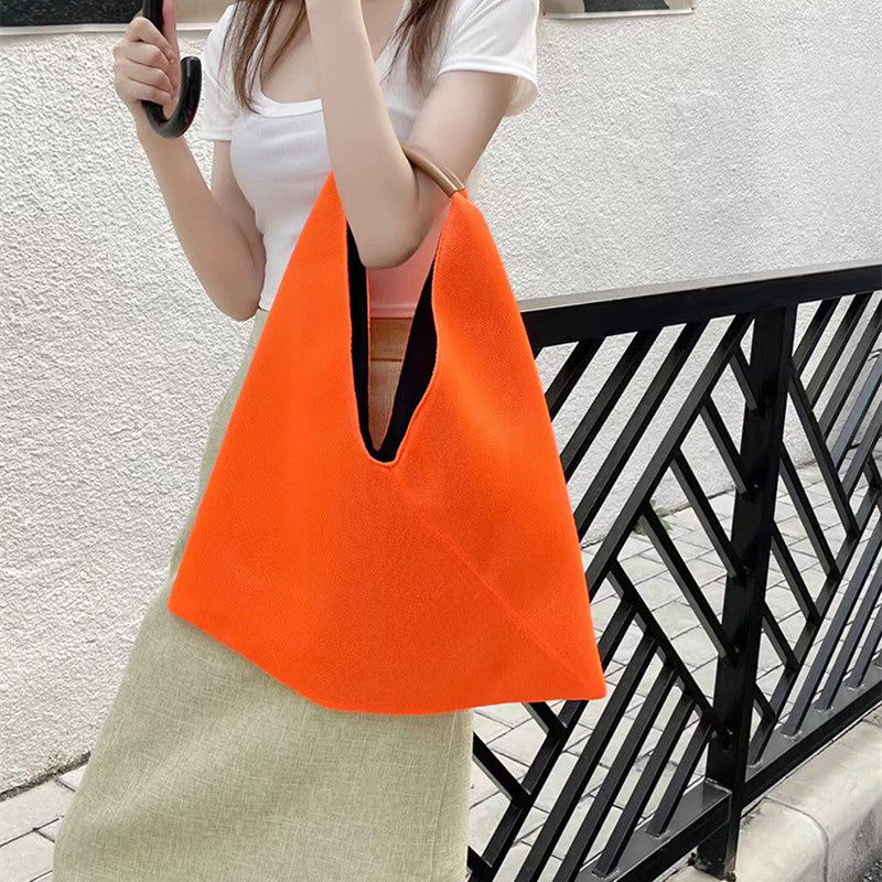 Colorful Paneled Mesh Hollow Handheld One-shoulder Underarm Bag