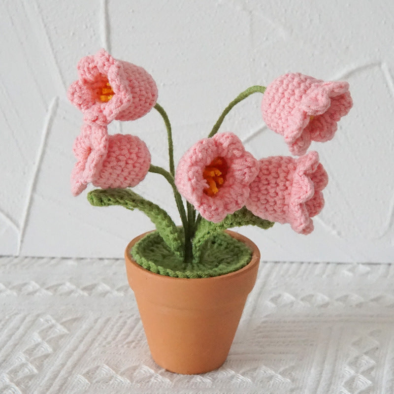 Hand Woven Mini Small Potted Flowers