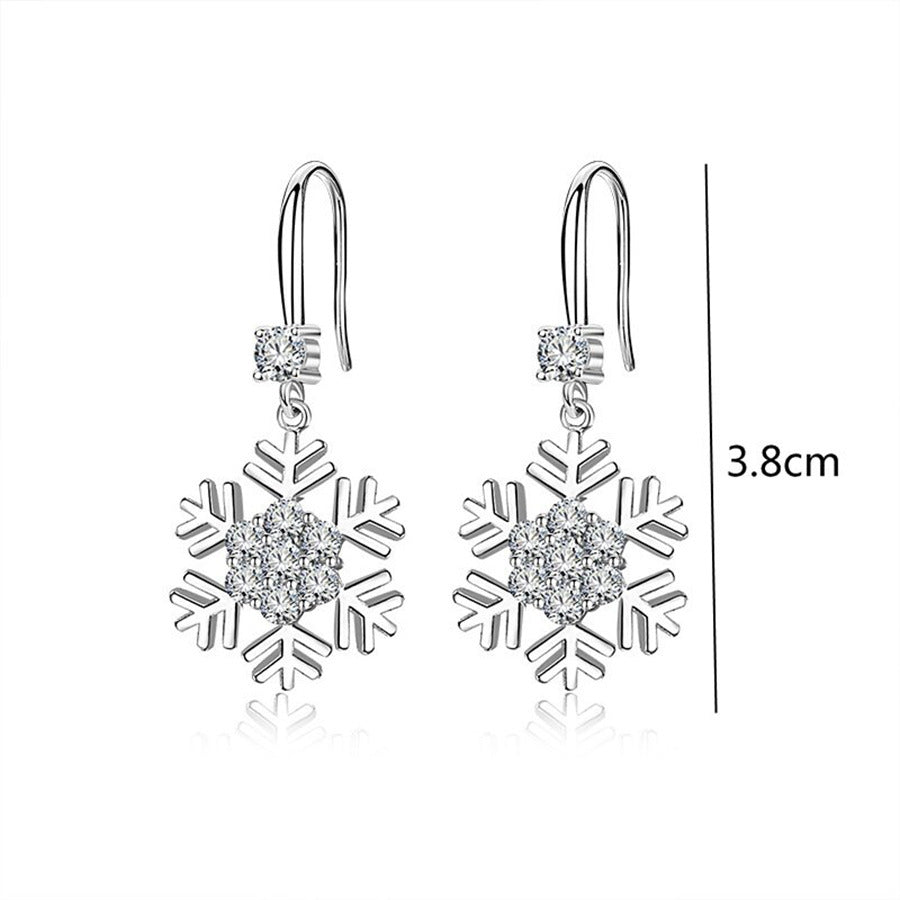 Temperament Snowflake Earrings With Rhinestones Fashion Personalized Christmas Earrings For Women Jewelry