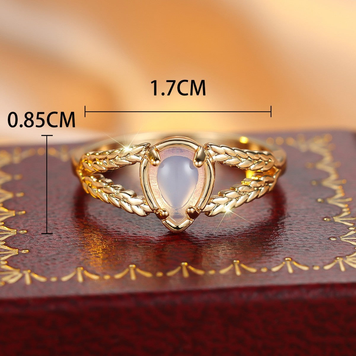 Round Golden Water Drop Protein Twist Hollow Ring