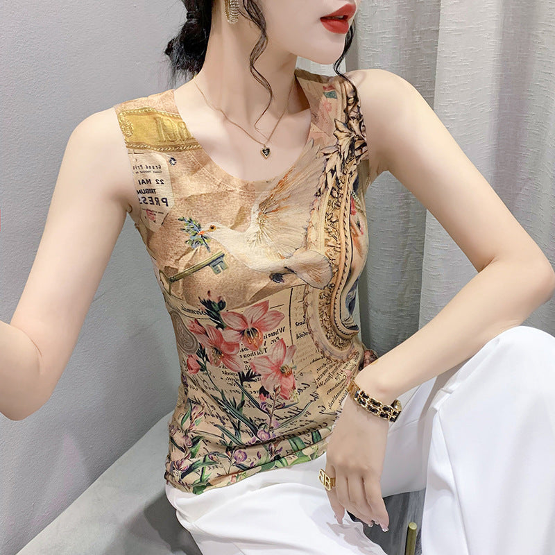 Fashion Printing Sweater Vest Women