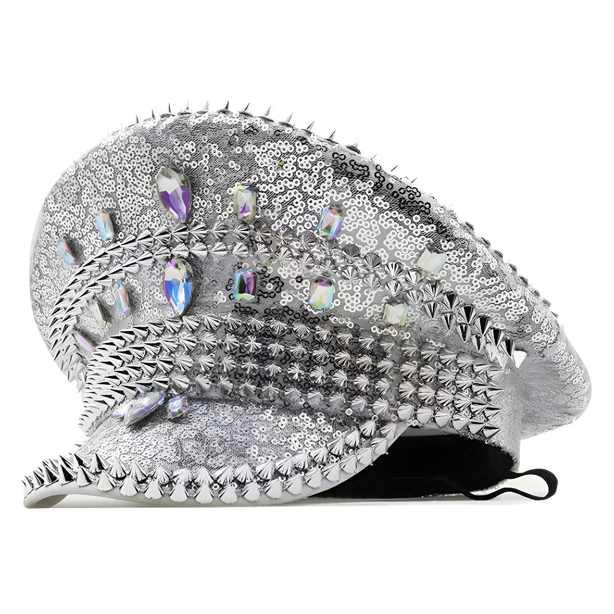 European And American Fashion Rhinestone Women's Diamond Rivets Party Ball Cross-border Export Hat Free Size Cool Punk