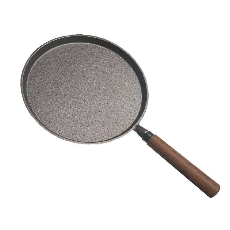 Cast Iron Pan Household Pancakes Scallion Pancake Stall Upgrade Walnut Handle Universal Non-stick Uncoated