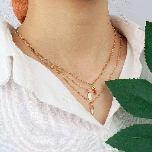 Rectangular Column Pendant Titanium Steel Necklace