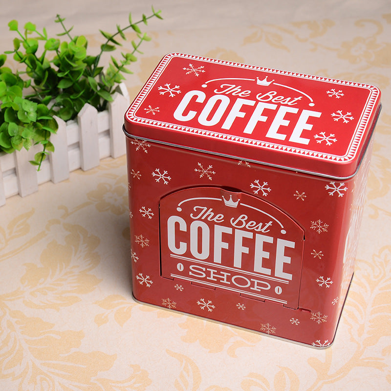 Creative American Style Tin Coffee Storage Box Snacks Candy Organizer Home Decor Metal Colletable Box