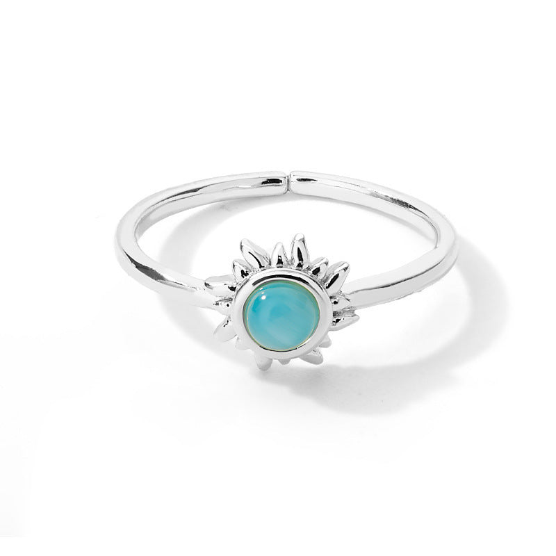 European And American Opening Adjustable Sun Opal Female Ring