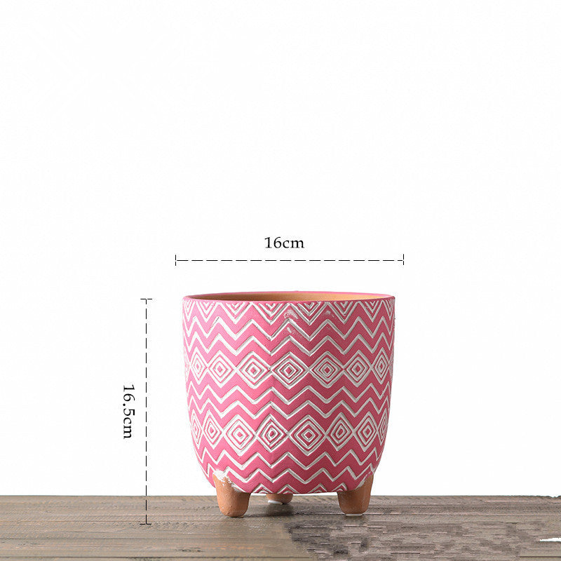 Nordic Style Geometric Pattern Ceramic Flower Pot