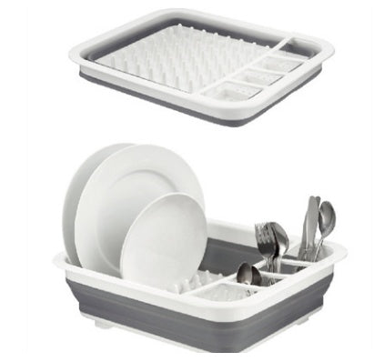 Folding kitchen drain dish rack