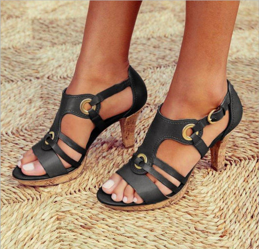 Solid Color Bag With Fish Mouth Women's Sandals