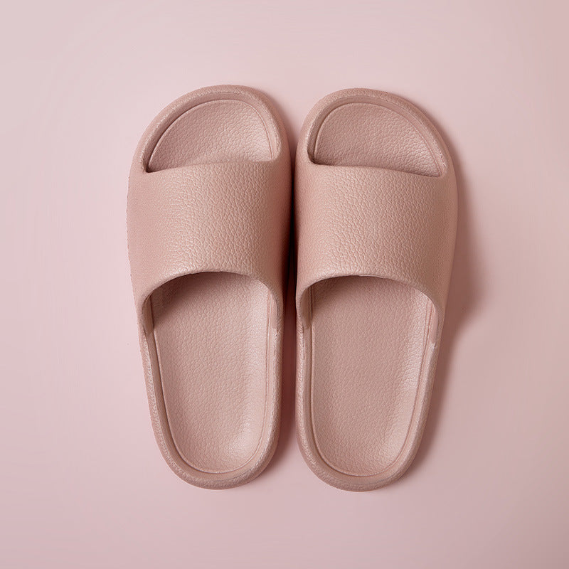 Home Non-slip Solid Color Indoor Leather Slippers