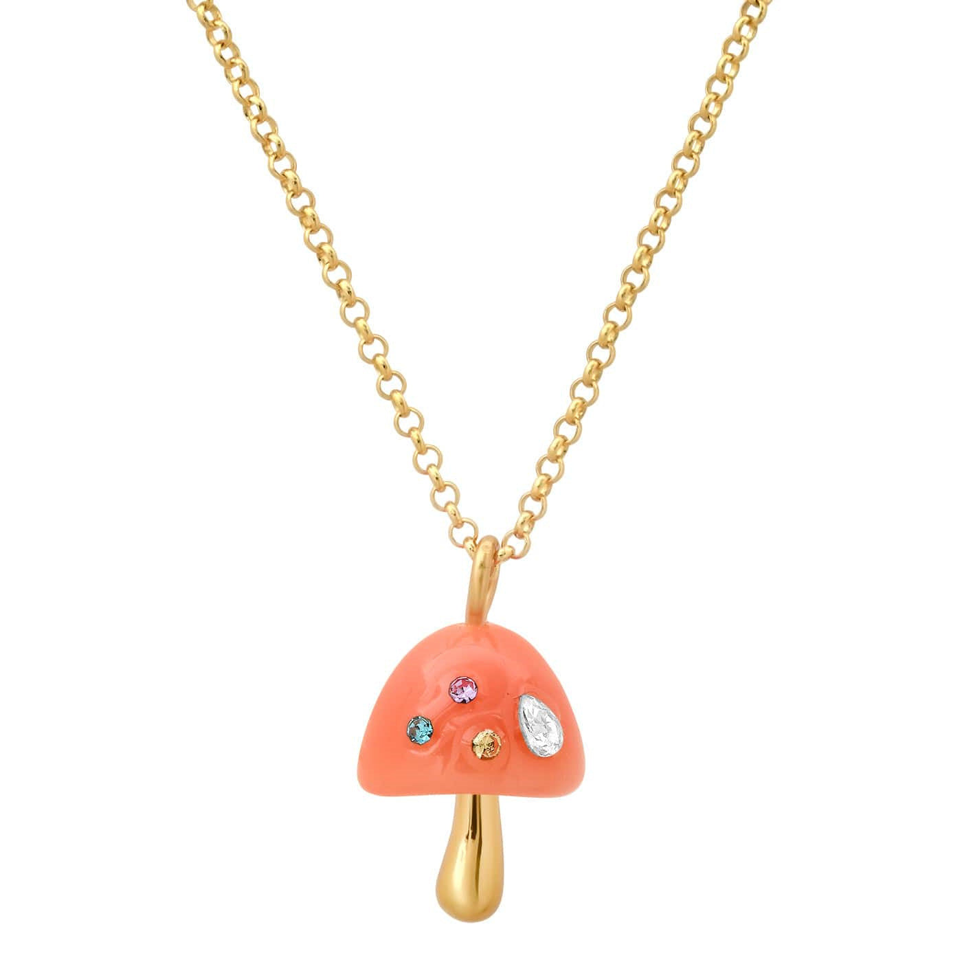 Ins Style Mushroom Cute Style Pendant Necklace Copper Plating 18K Gold