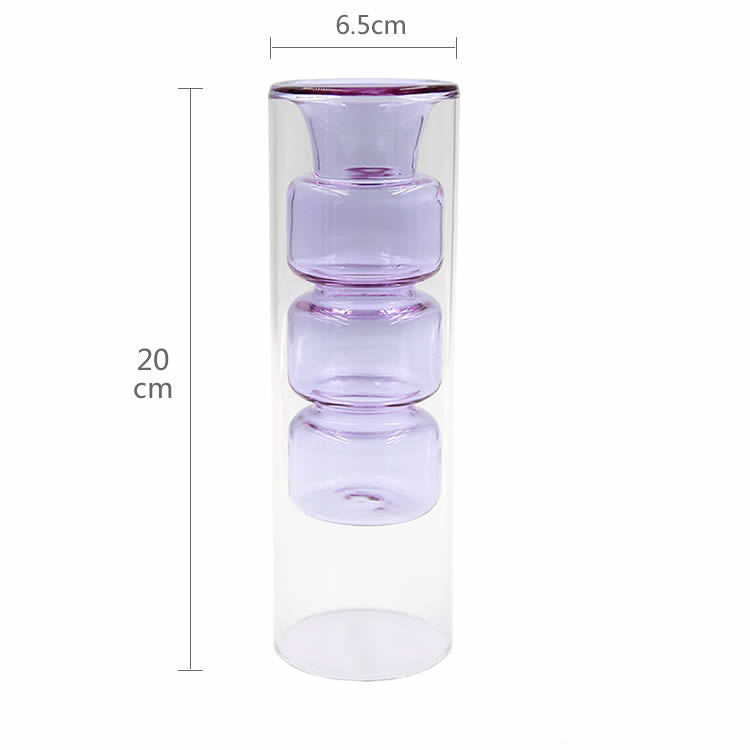 Double glass transparent vase