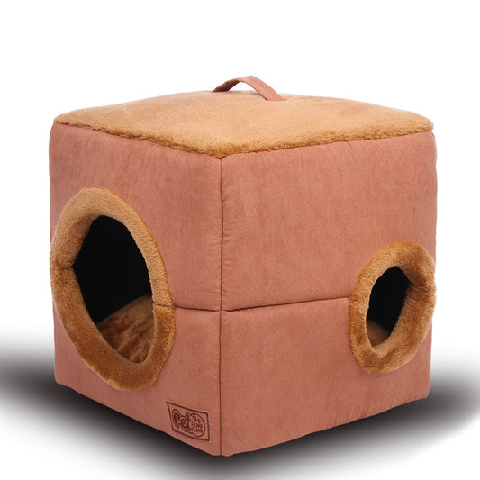 Round Hole Square Pet Dog Warm House