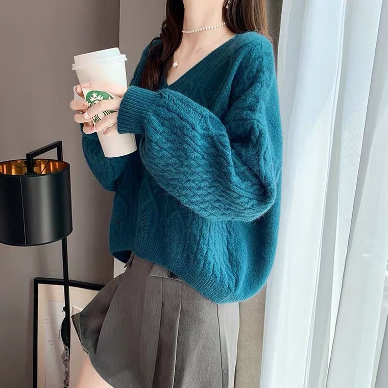 Korean Style Solid Color Pullover Sweater Outer Wear