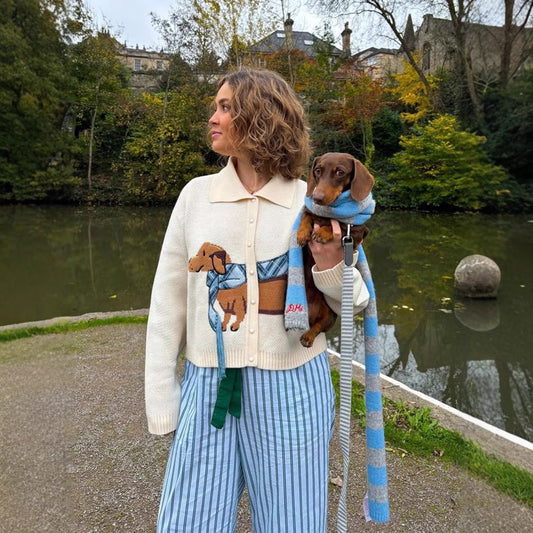 Women's Cute Short Lapels Puppy Sweater