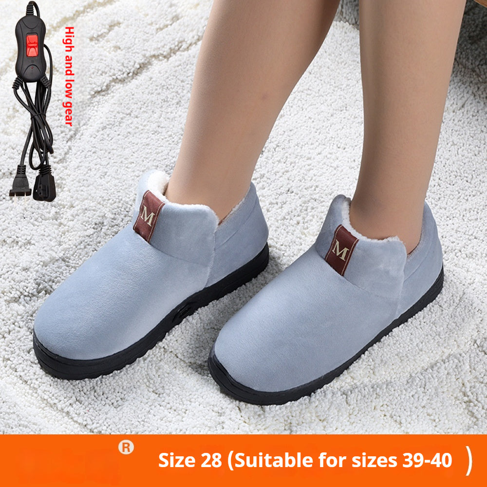 Feet Warmer Plug-in Electrothermal Shoes Rechargeable Walking Female Male Heating Thermal Cotton Slippers