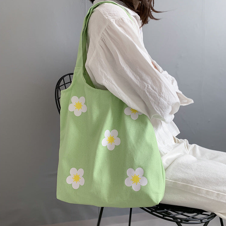 Hyuna Flower Canvas Bag with the Same Paragraph