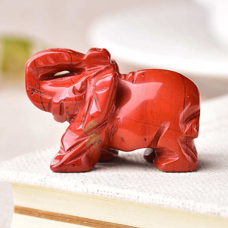 Crystal semi-precious stone carved elephant ornament