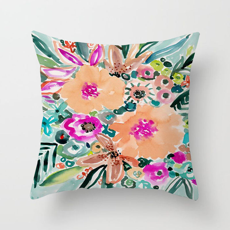 Home Decor Living Room Sofa Graffiti Flower Print Pillowcase