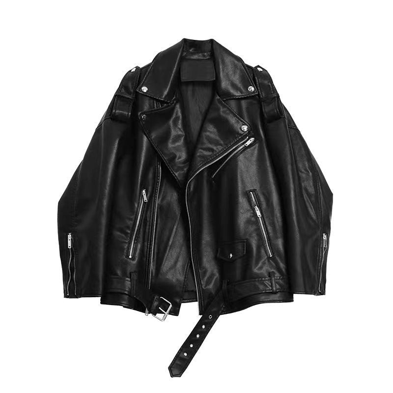 Leather Coat Women's Loose Motorcycle Jacket