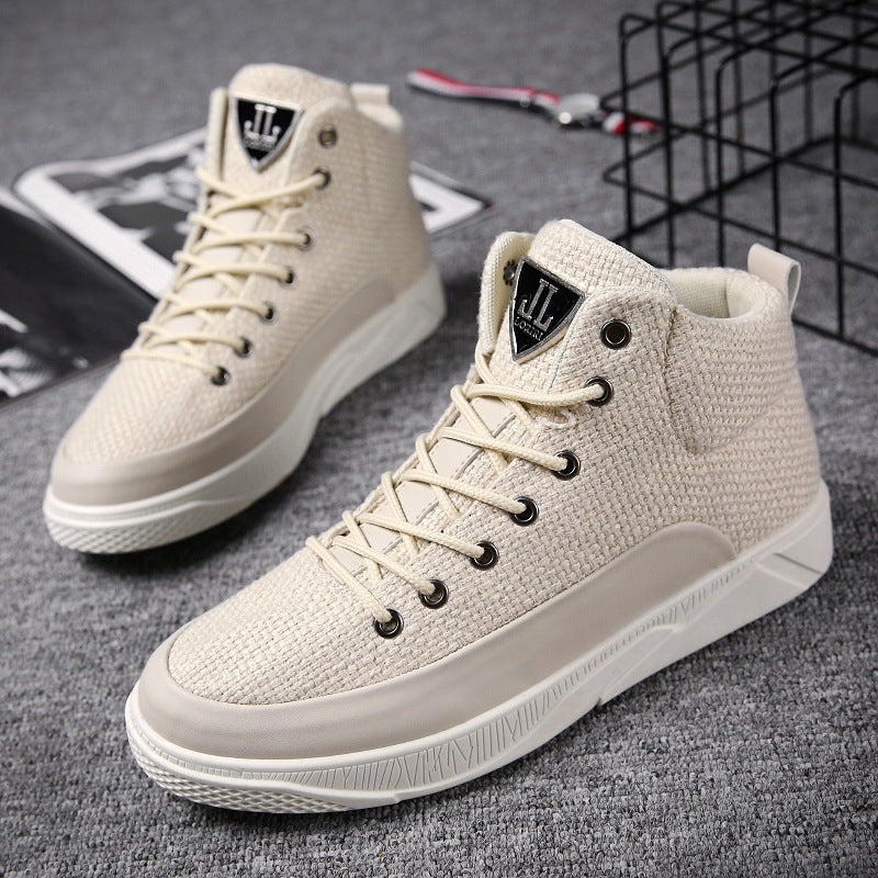 Men's linen high-top shoes men's sports casual shoes