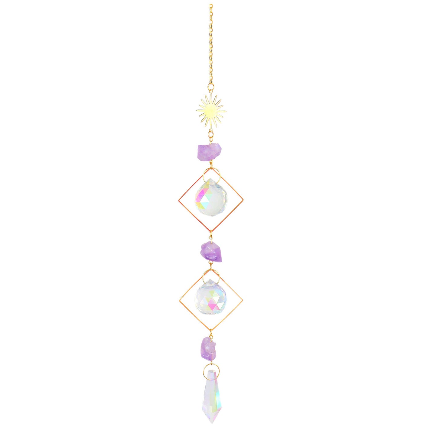 Crystal Wind Chimes Garden Moon Five-pointed Star Sun Wind Chimes Amethyst