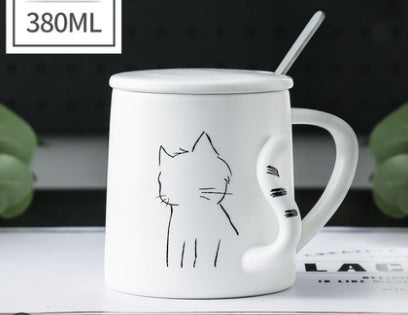 Japanese style cat tail ceramic mug