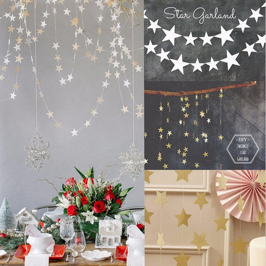 4 meters creative pearl card cardboard stars hanging ornaments hanging flowers wedding party festival celebration layout props