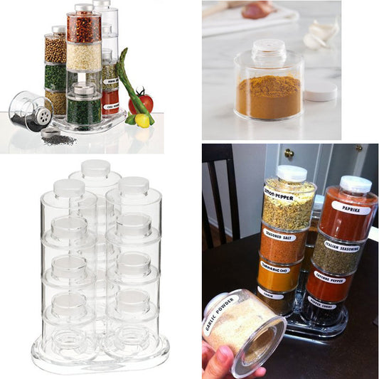 Tower transparent rotating seasoning pot