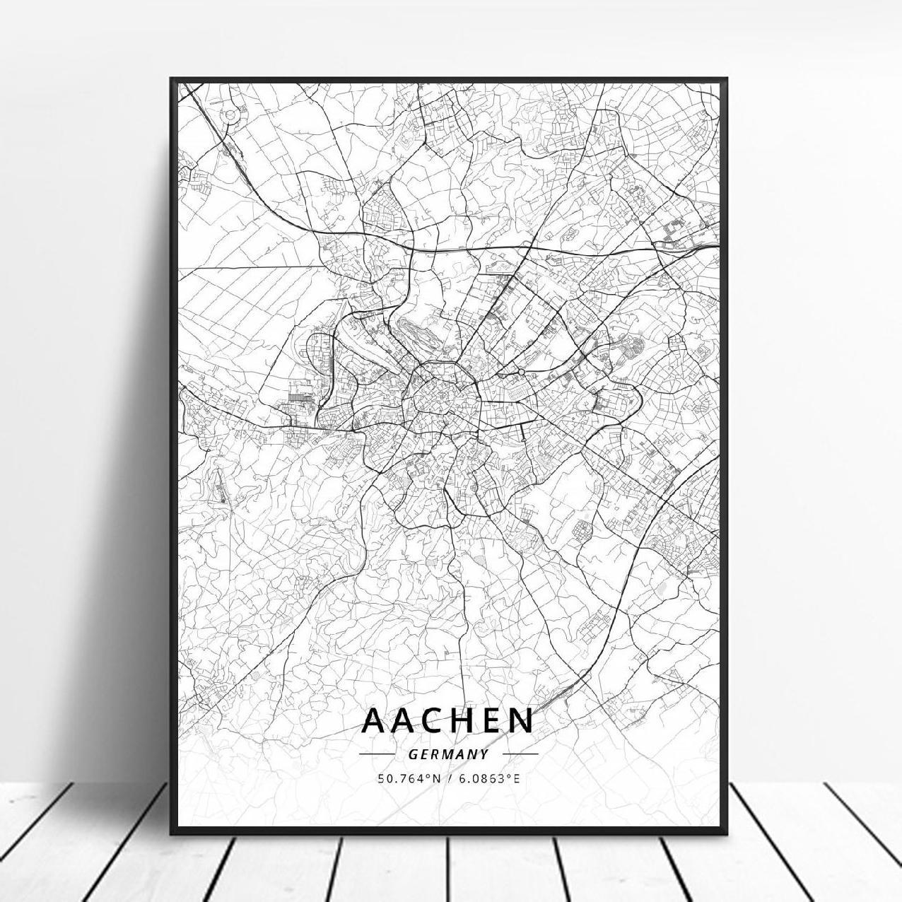 Germany Chicago Canvas Art Map Poster