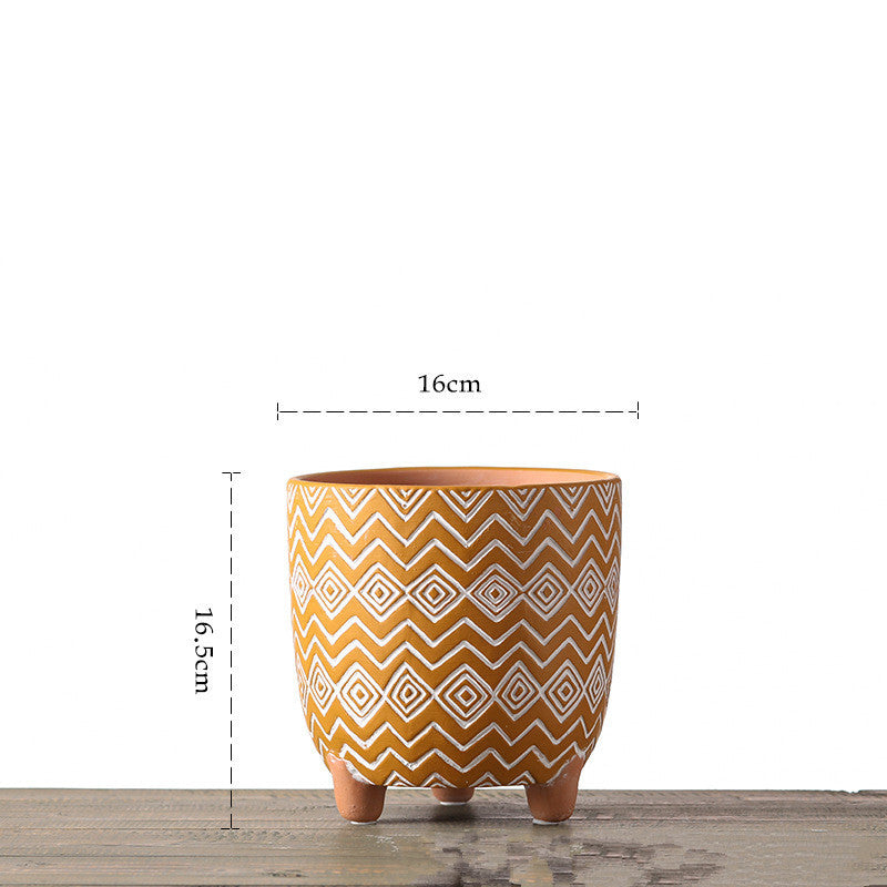 Nordic Style Geometric Pattern Ceramic Flower Pot