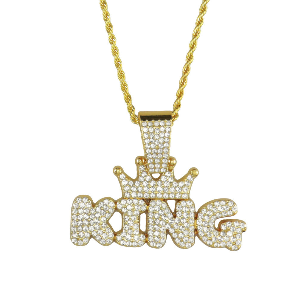 Mens Fashion Alloy Necklace With Diamond Pendant