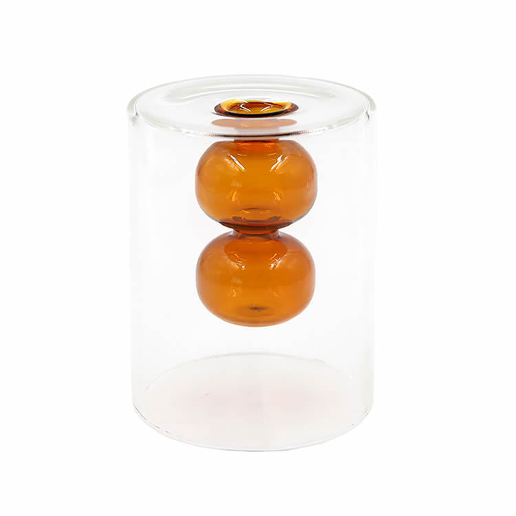 Double glass transparent vase